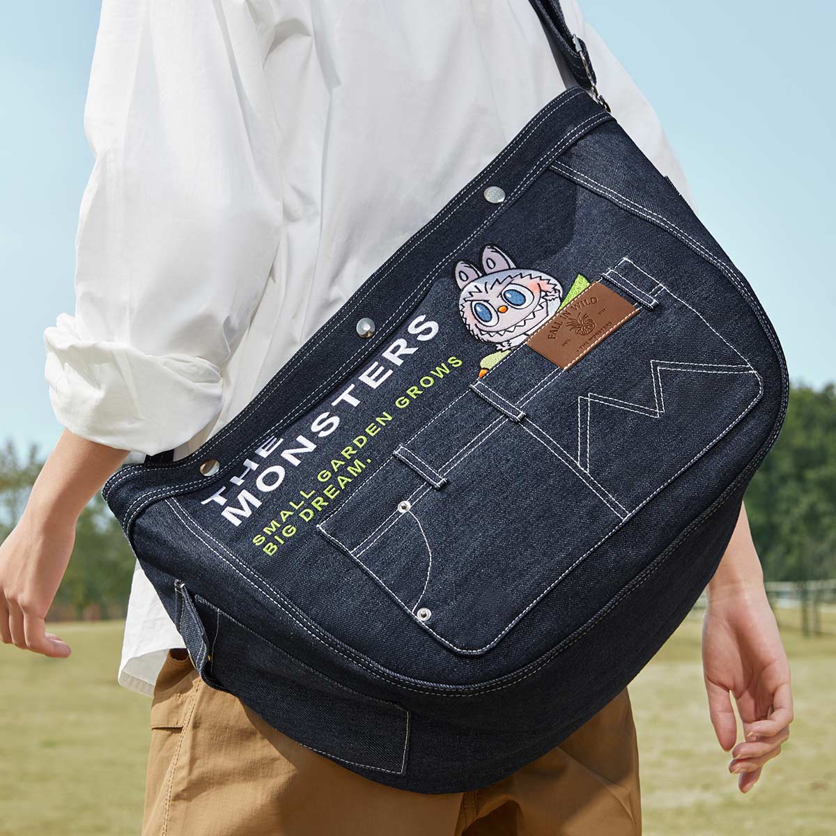 THE MONSTERS FALL IN WILD SERIES-Denim Messenger Bag - POP MART 