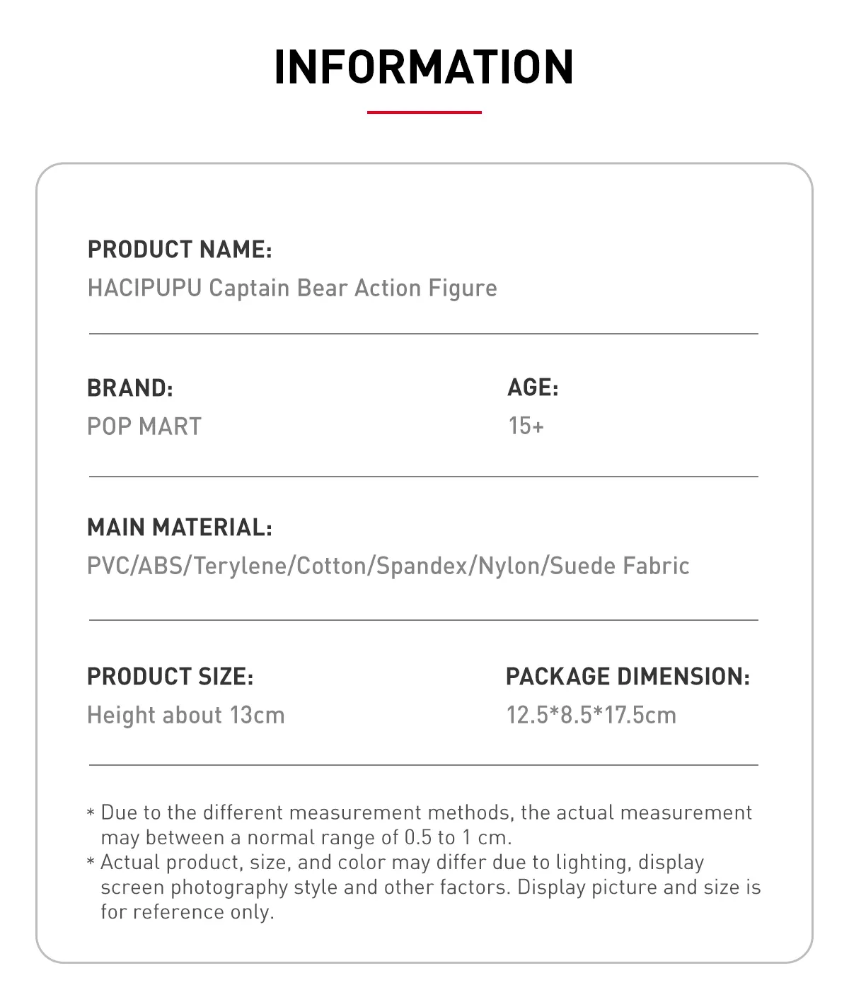 Hacipupu captain bear action figure pop mart malaysia 