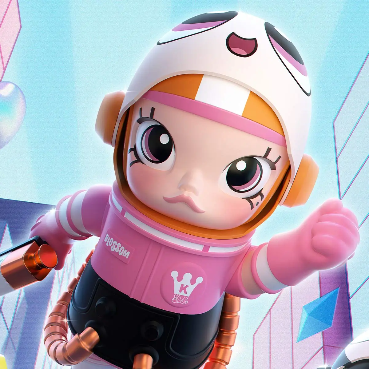 MEGA SPACE MOLLY 400%+100% THE POWERPUFF GIRLS Blossom - POP MART 