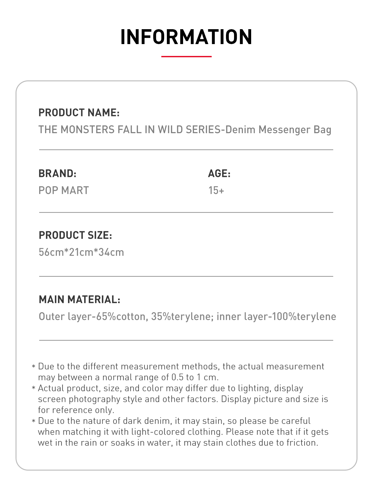 THE MONSTERS FALL IN WILD SERIES-Denim Messenger Bag - POP