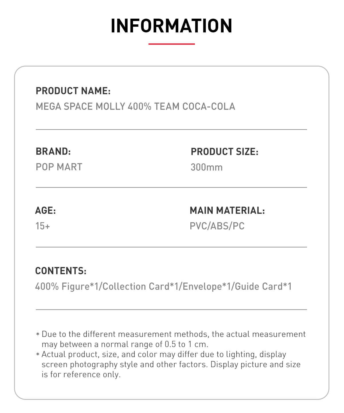 MEGA SPACE MOLLY 400% TEAM COCA-COLA - POP MART (Japan) MEGA SPACE MOLLY 400% TEAM COCA-COLA - POP MART (Japan)
