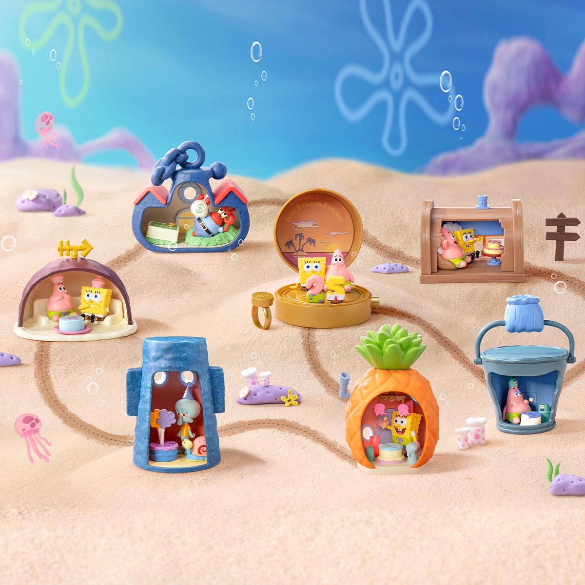 スポンジボブ POP MART カーニバル アニバーサリー 25周年 6種 SpongeBob SquarePants Carnival Anniversary Series Scene Sets - POP