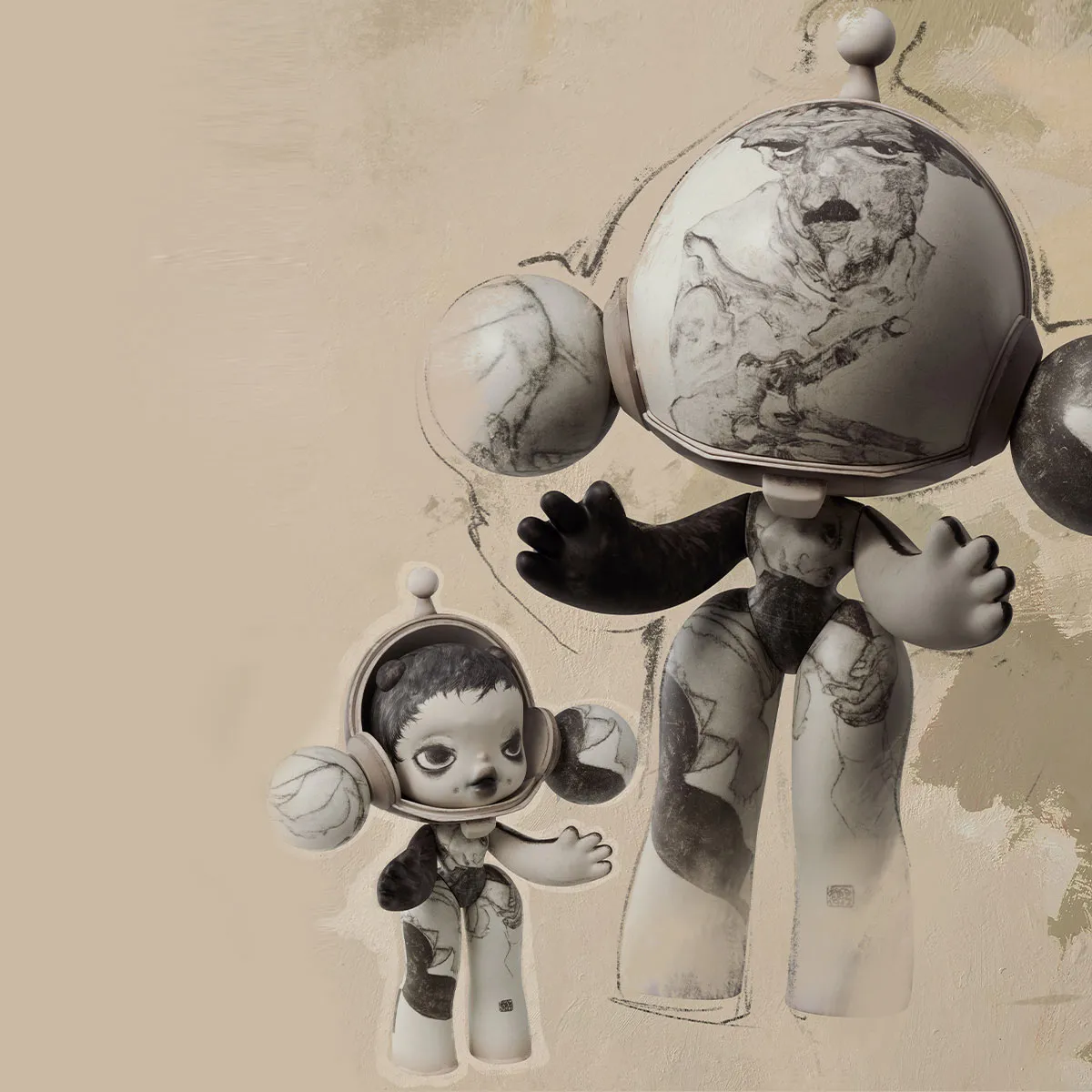 MEGA α SKULLPANDA 400% Egon Schiele - POP MART (Switzerland) 