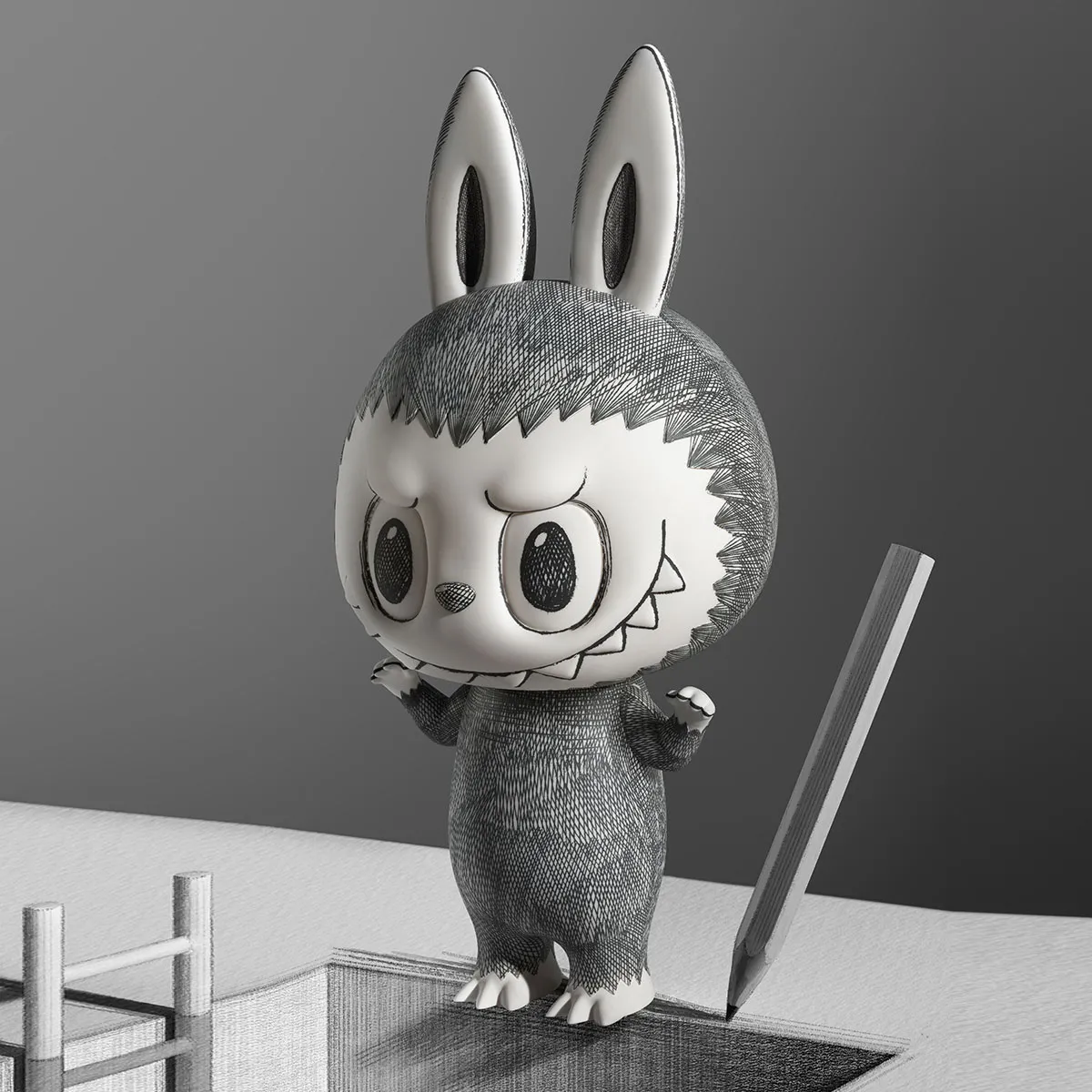 MEGA LABUBU 400% Sketch - POP MART (France) 