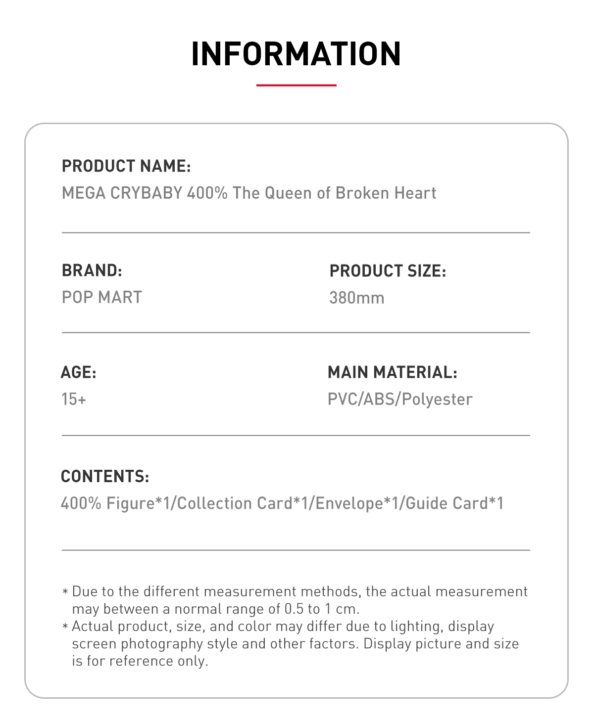 MEGA CRYBABY 400% The Queen of Broken Heart - POP MART (Japan)