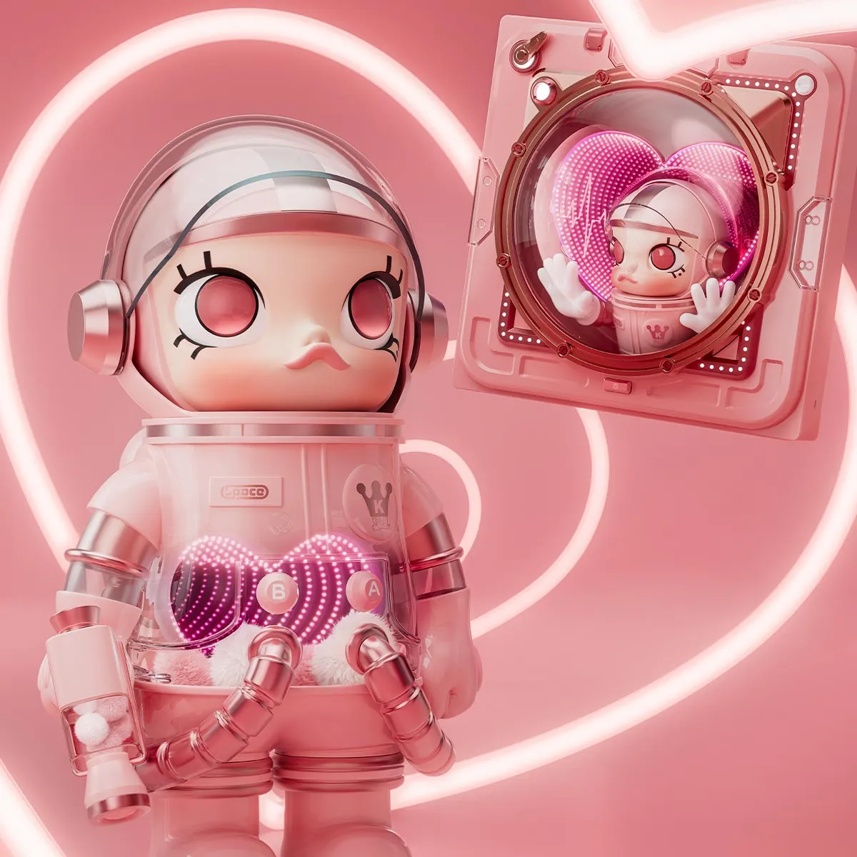 MEGA SPACE MOLLY SMITTEN LOVE《IN SPACE》3D Painting - POP MART 
