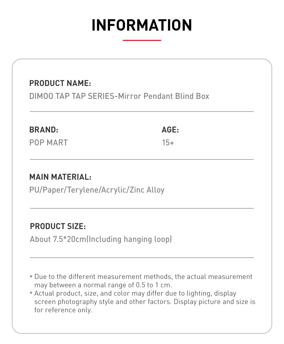 DIMOO TAP TAP SERIES-Mirror Pendant Blind Box - POP MART (Singapore)