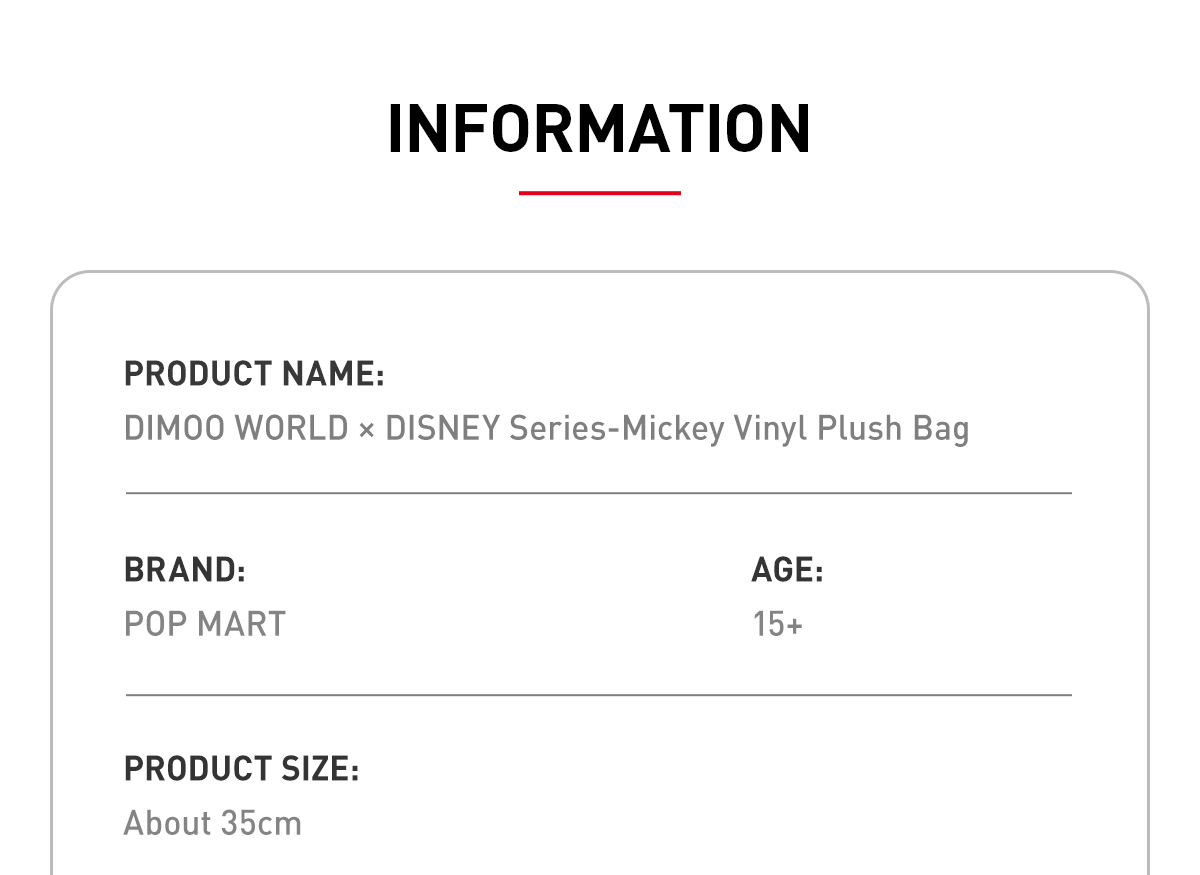 DIMOO WORLD × DISNEY Series-Mickey Vinyl Plush Bag - POP MART (Japan)