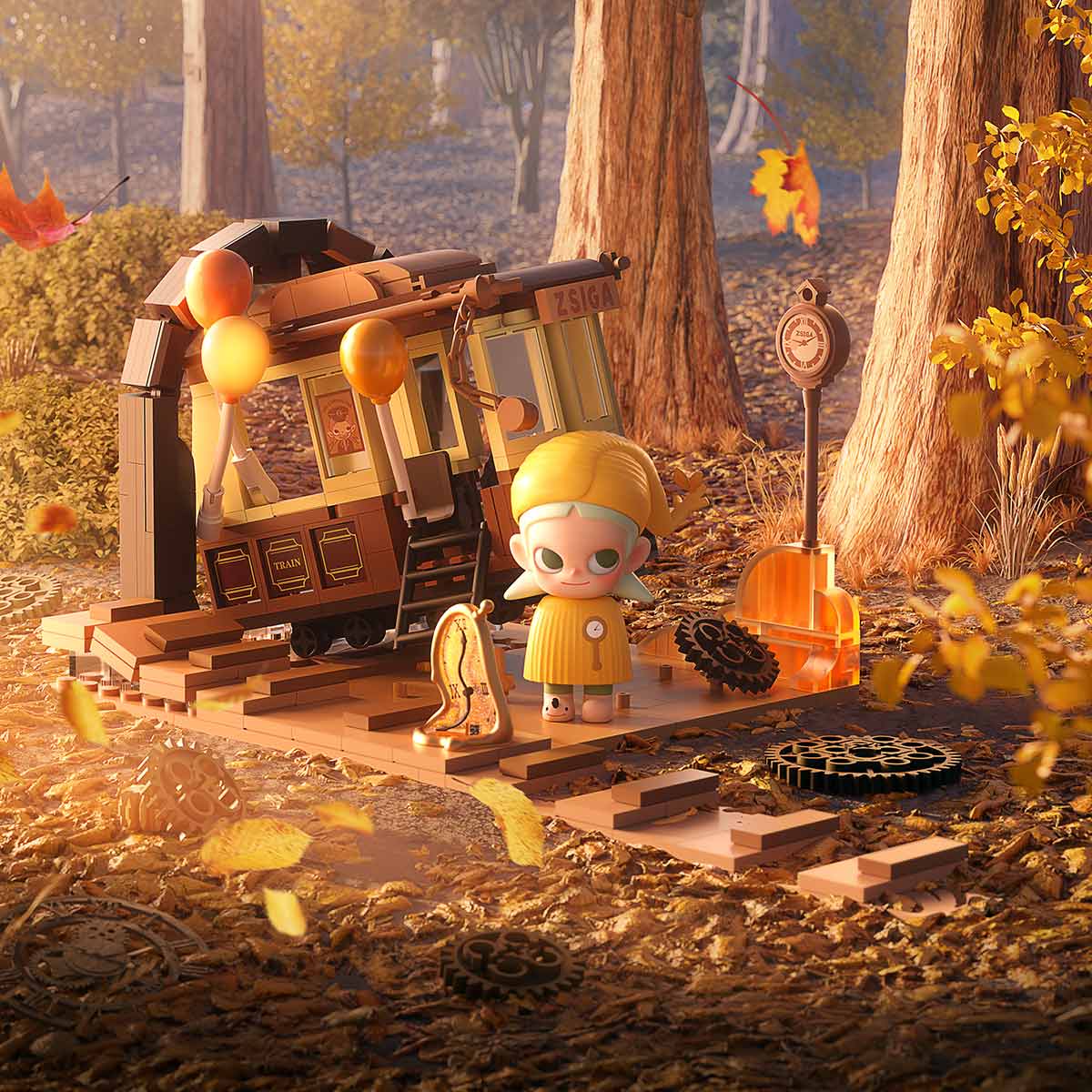 Zsiga Walking Into The Forest Series Blocks-Time Train - POP