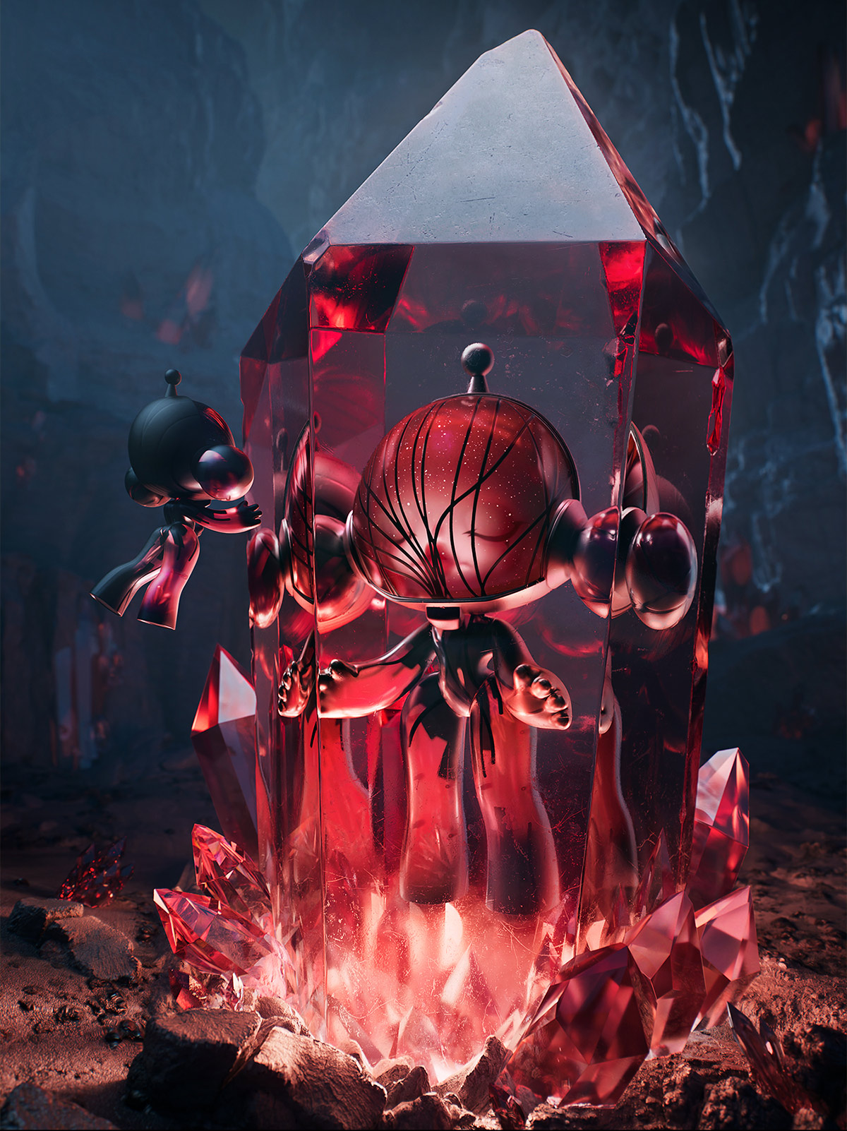 MEGA α SKULLPANDA 1000% Red Crystal - POP MART (United States)