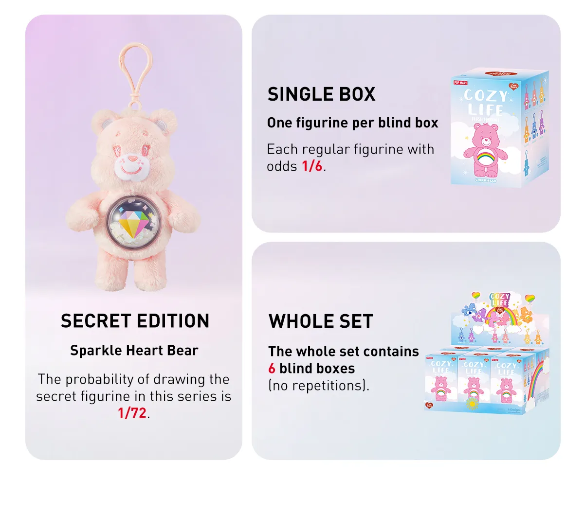 POP MART Care Bears Colorful Hugs Series Figures Pop d'Action Figurines Anime de Jouet Figure à Collectionner Cadeaux Créatifs Whole Set