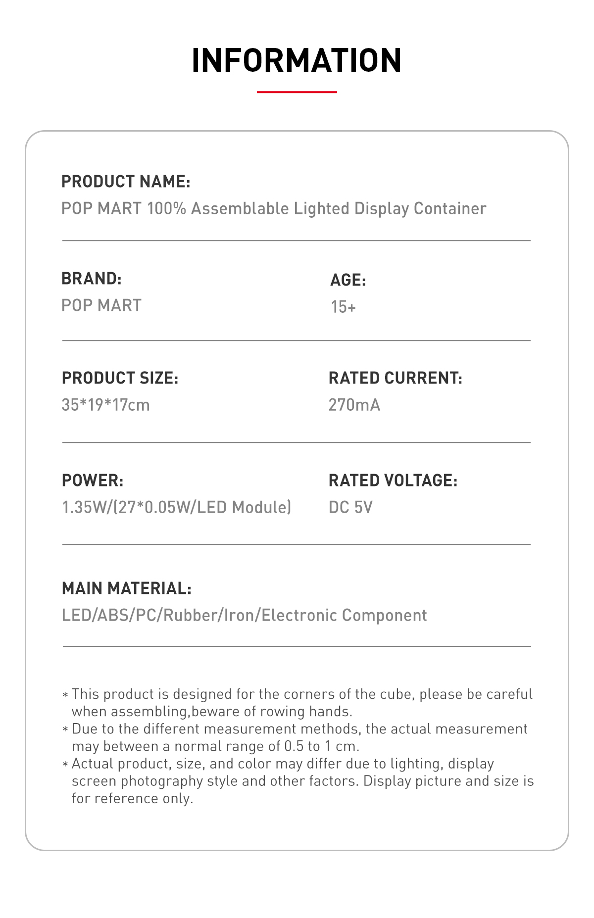 POP MART 100% Assemblable Lighted Display Container - POP
