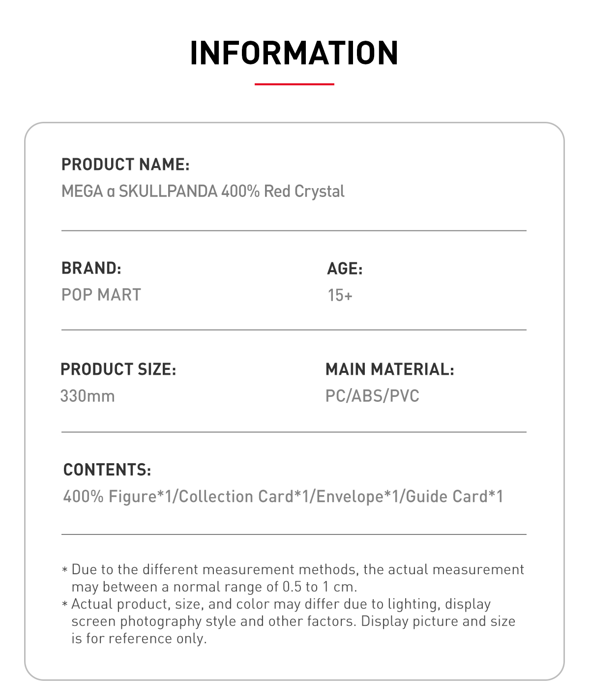 MEGA α SKULLPANDA 400% Red Crystal - POP MART (Japan)