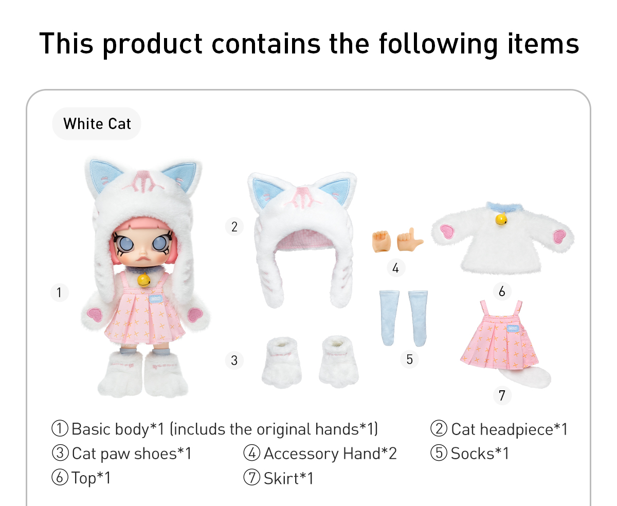 MOLLY Peekabooアクシヨソフイギユア Pop Mart Molly Peekaboo 1/8 Action Figure White Cat Regular