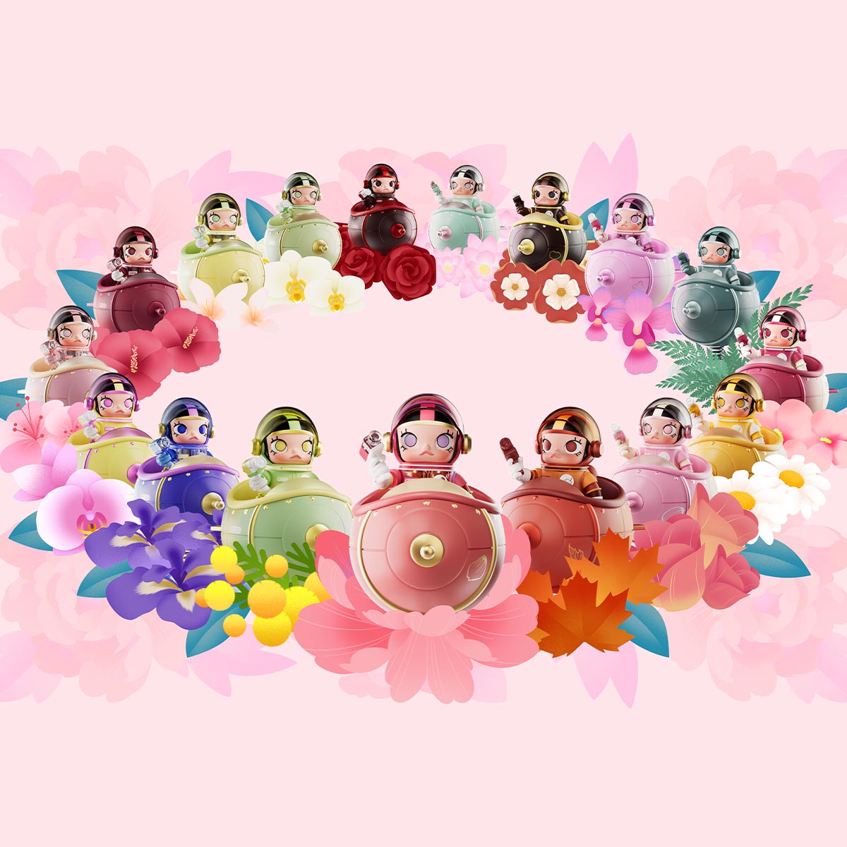 MEGA SPACE MOLLY 100% Blooming-Hibiscus - POP MART (Japan)