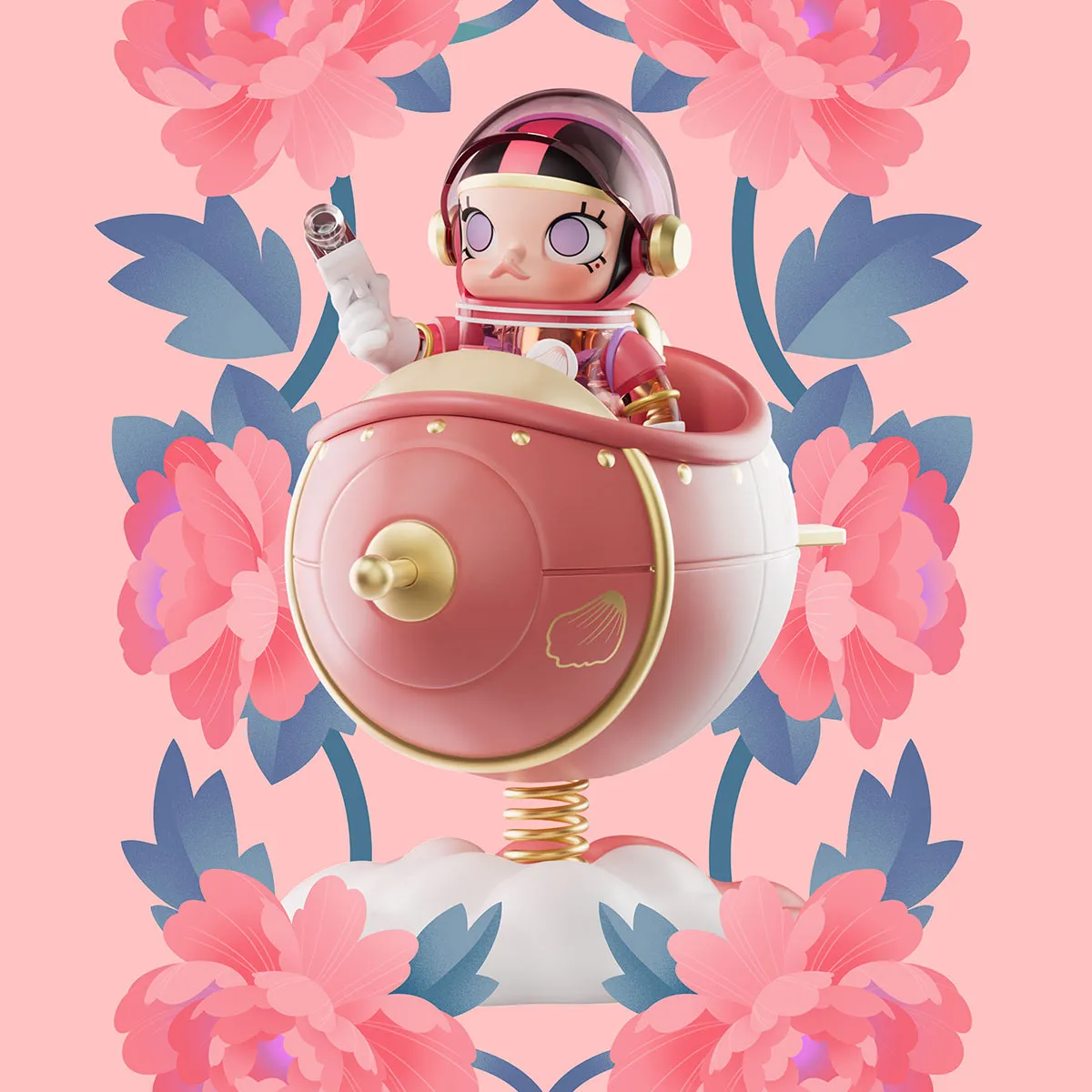 Mega Space Molly 100% Blooming – Fleur De Lys – Pop Mart, Collection France