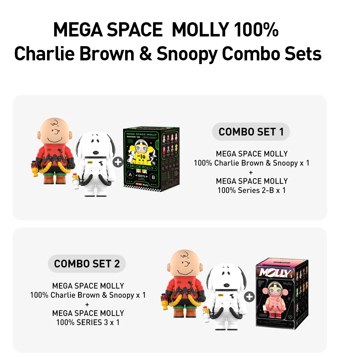 MEGA SPACE MOLLY 100% Charlie Brown & Snoopy - POP MART (Singapore)