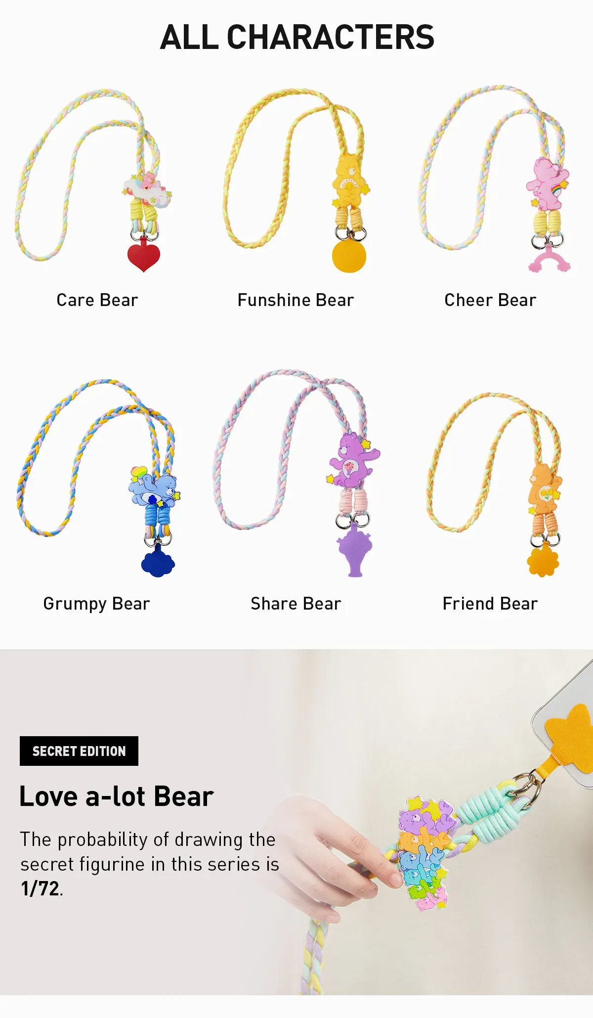 Care Bears Cozy Life Series-Acrylic Phone Lanyard Blind Box - POP