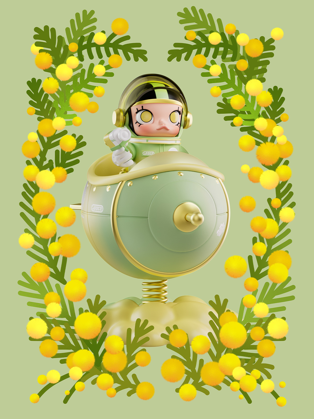MEGA SPACE MOLLY 100% Blooming-Golden Wattle - POP MART