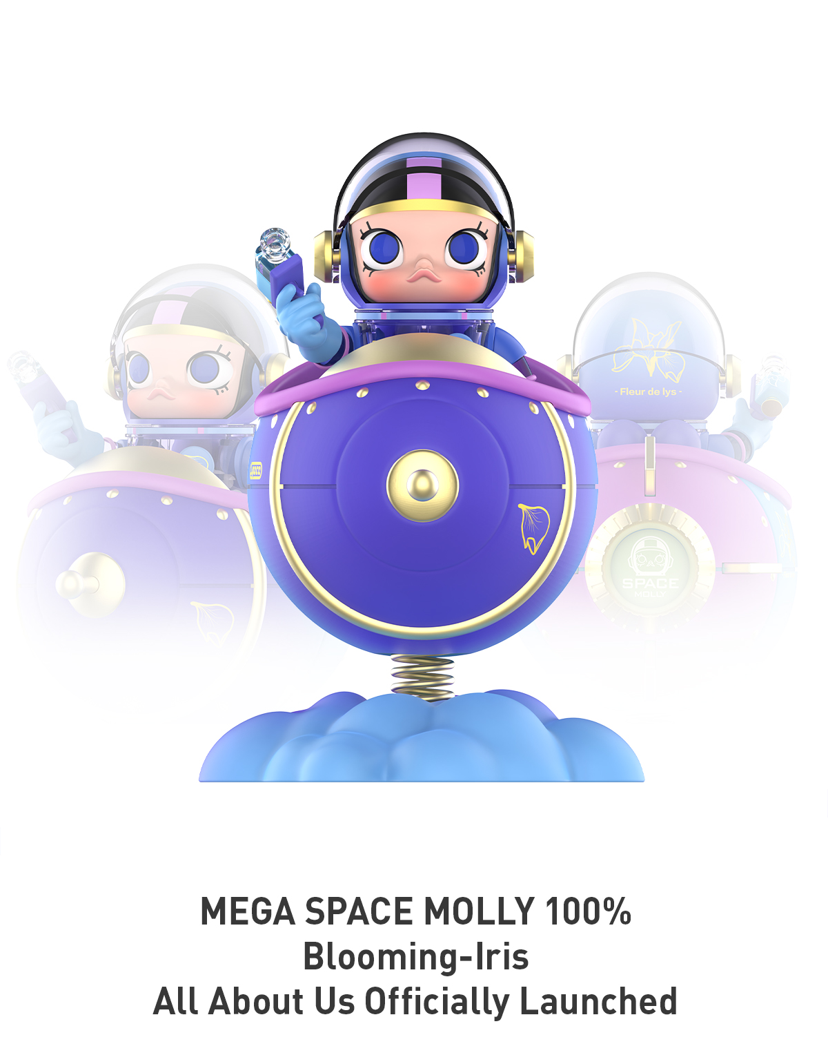 メガスペースモリー 100% ブルーミングロータスフラワー MEGA SPACE MOLLY 100% Blooming-Fleur de lys - POP MART (Japan)