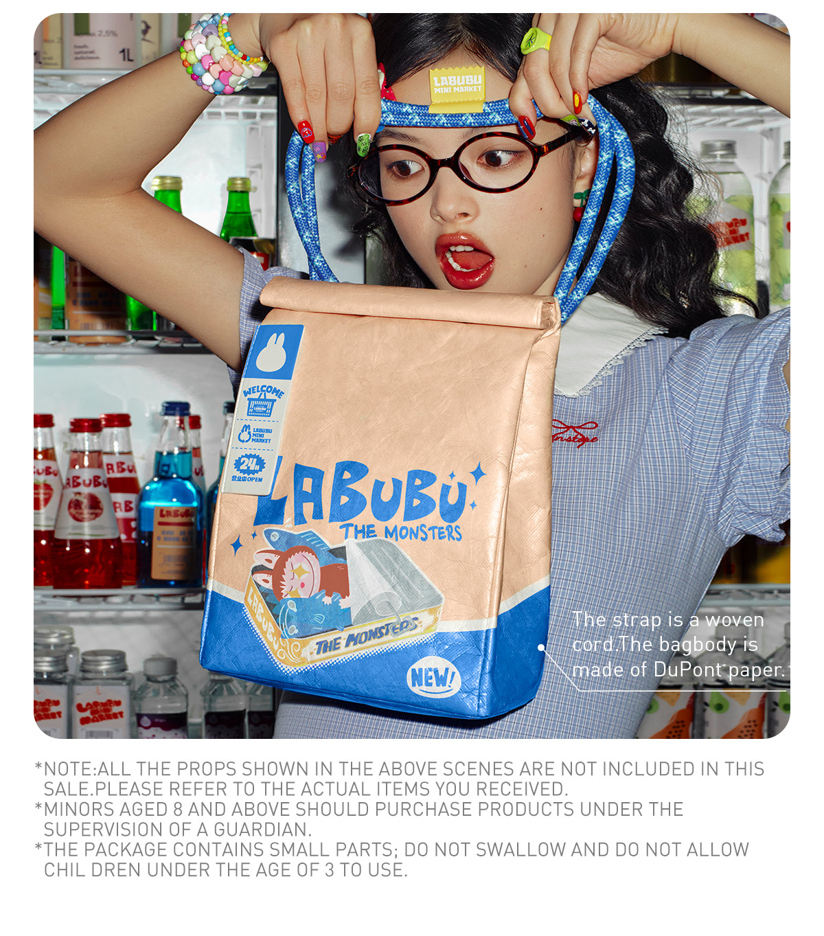 THE MONSTERS Wacky Mart ショッピングミニバッグ The Monsters Labubu Wacky Mart Series Sandwich Mini Bag - 怪