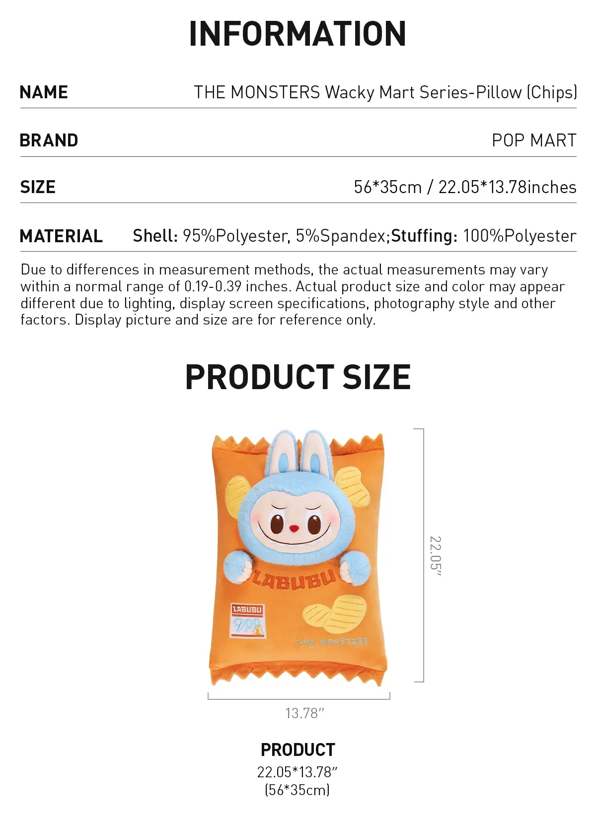 THE MONSTERS Wacky Mart Series-Pillow (Chips) - POP MART