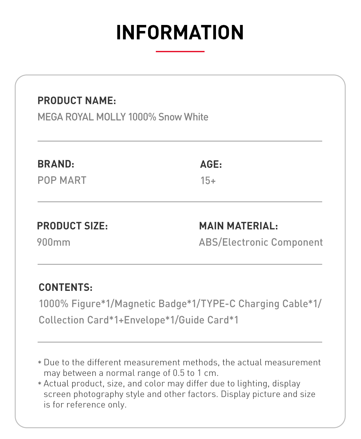 MEGA ROYAL MOLLY 1000% Snow White - POP MART (Switzerland)