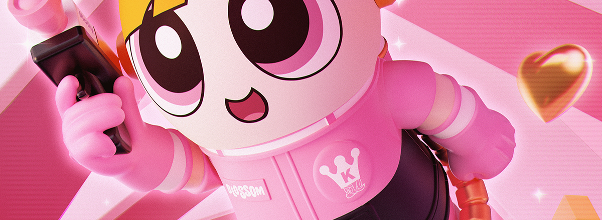 MEGA SPACE MOLLY 400%+100% THE POWERPUFF GIRLS Blossom - POP MART