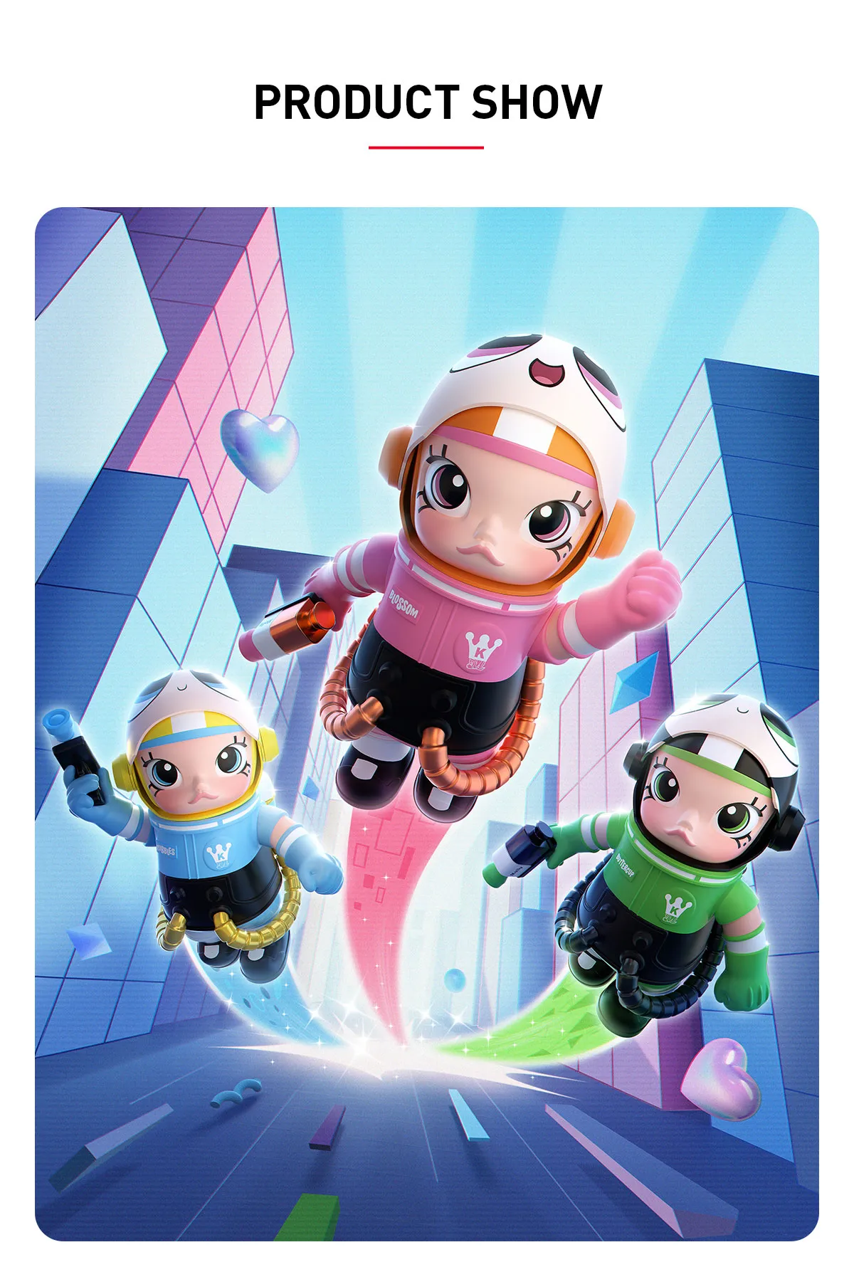 MEGA SPACE MOLLY 400%+100% THE POWERPUFF GIRLS Blossom - POP MART 