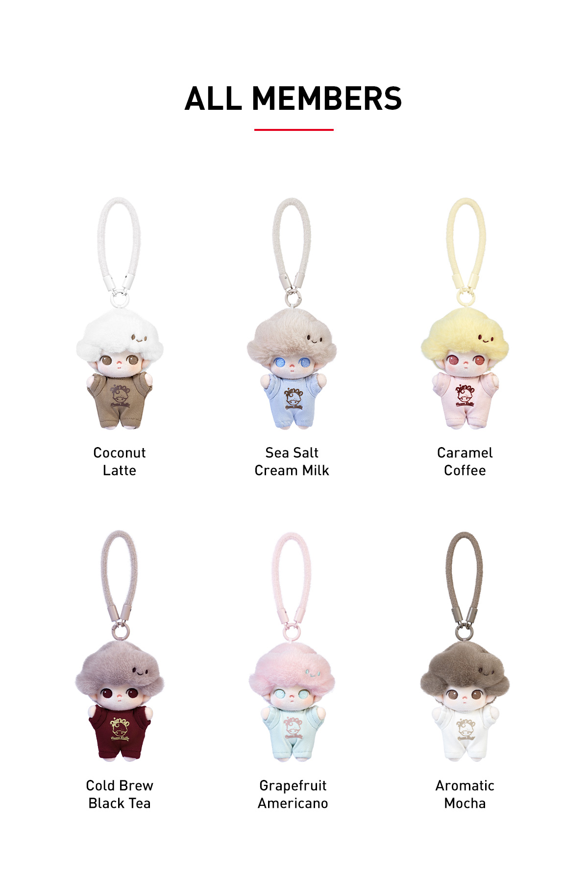 DIMOO Crush on Coffee フォンチャーム 6種類 DIMOO Crush on Coffee Series-Soft-faced Plush Keychain Blind