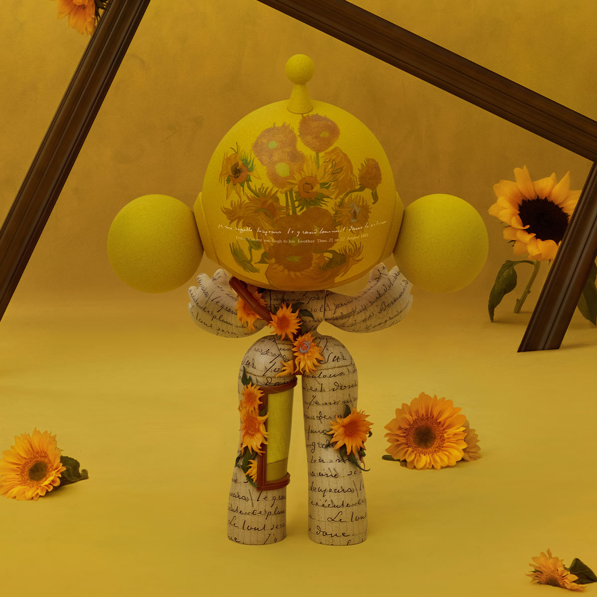MEGA α SKULLPANDA 1000% Van Gogh Museum Sunflowers - POP