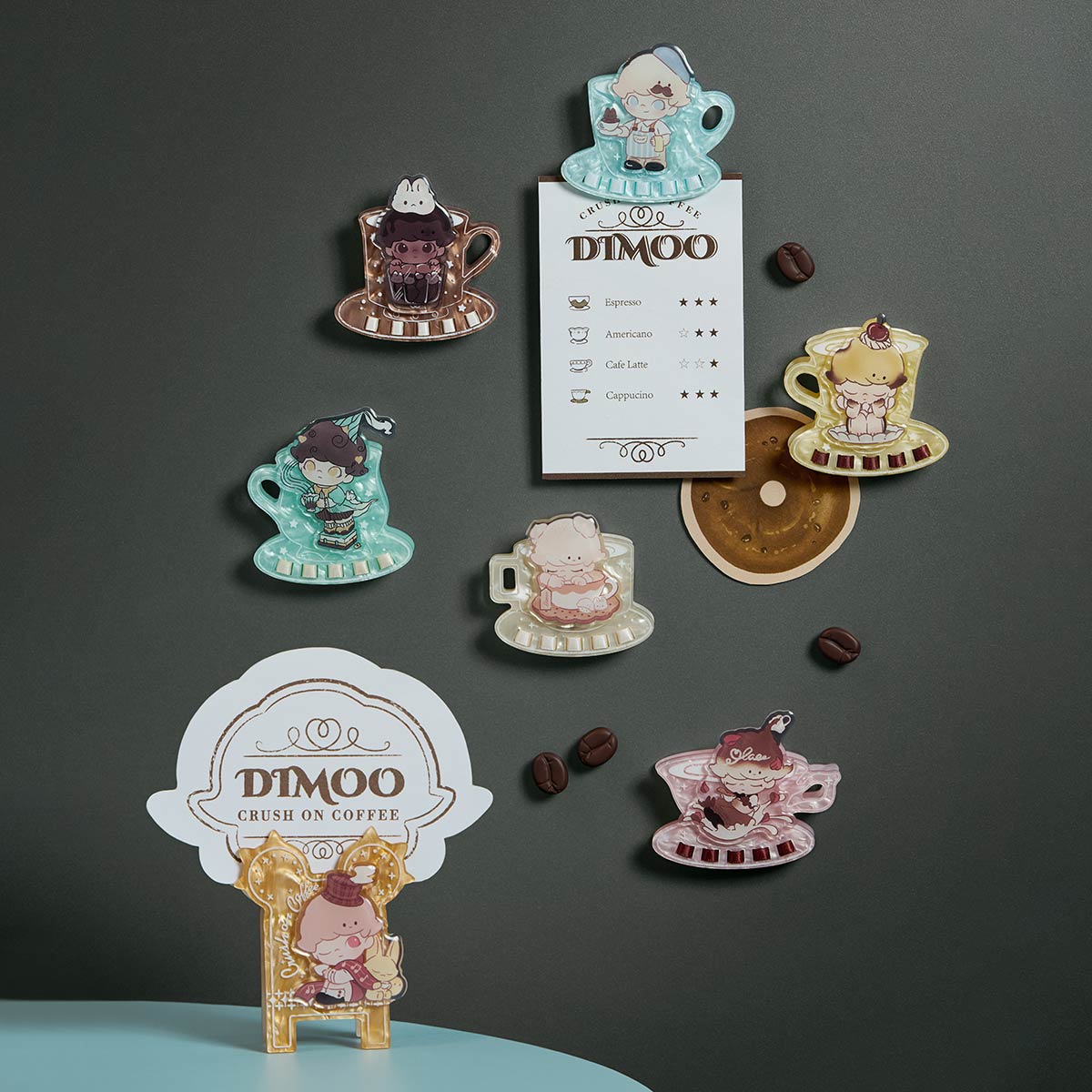 DIMOO Crush on Coffee フォンチャーム 6種類 Dimoo Crush On Coffee Series Soft-faced Plush Keychain