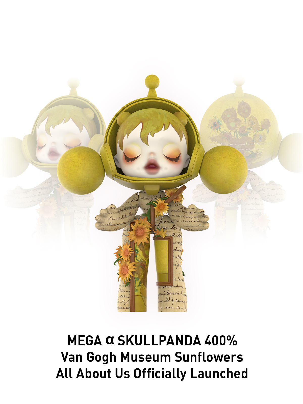 MEGA α SKULLPANDA 400% Van Gogh Museum Sunflowers - POP MART (Japan)