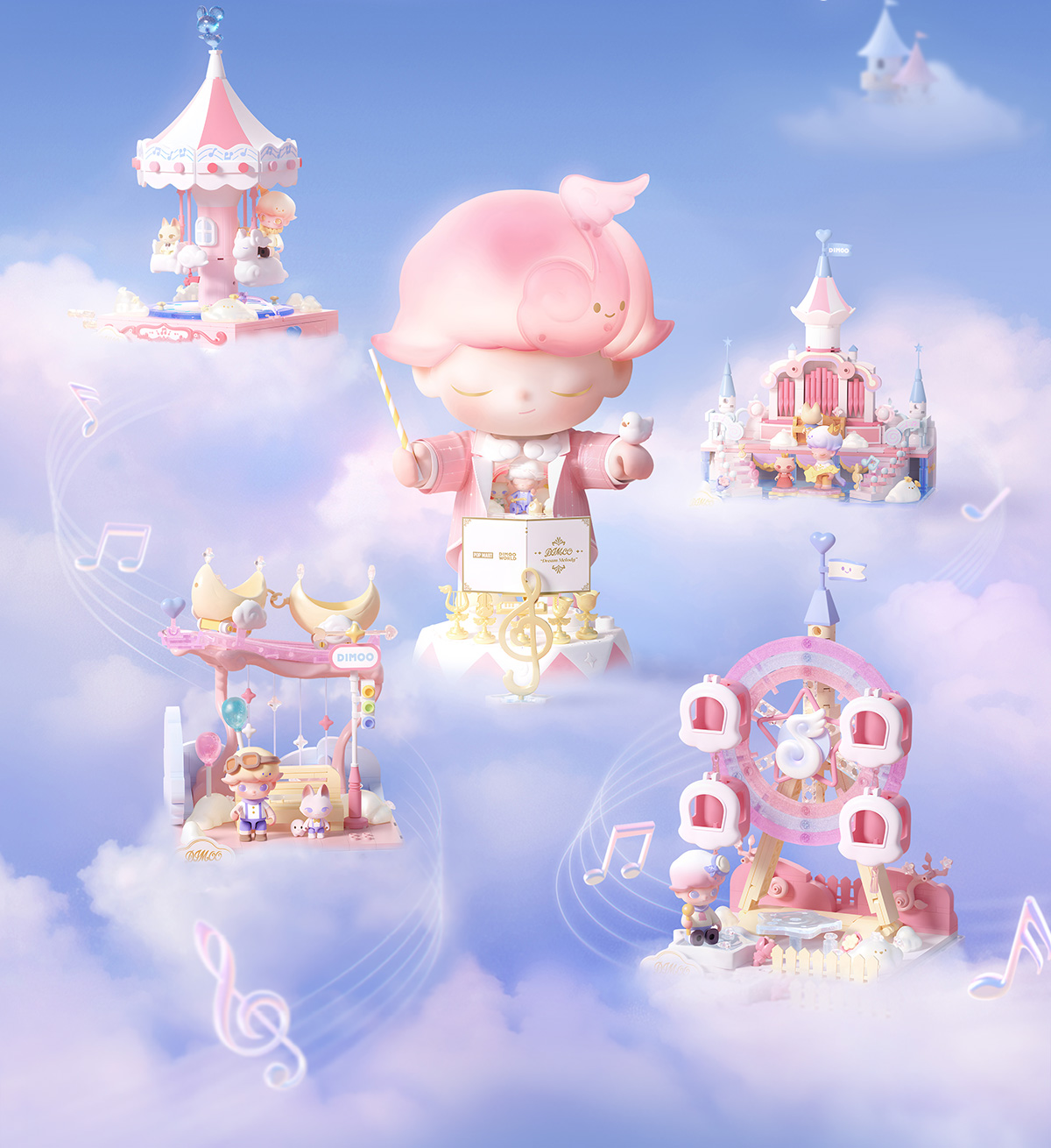 DIMOOWORLD ドリームメロディーシリーズブロック３点 DIMOO Dream Melody Series Blocks - POP MART (Japan)