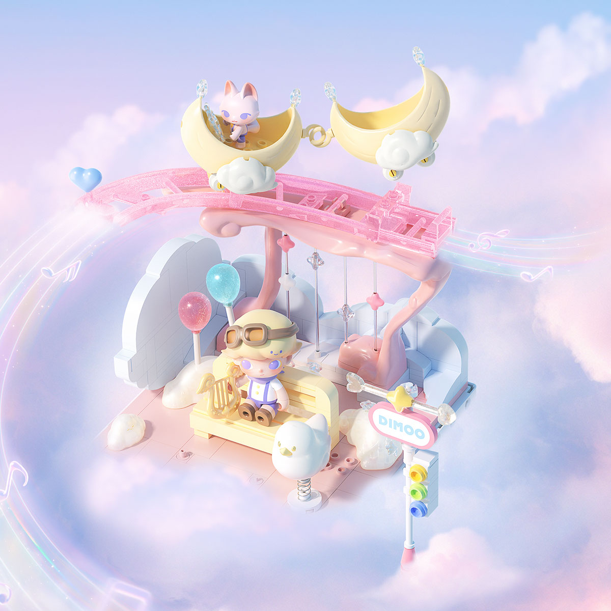海外 フィギュア おもちゃ DIMOO セラミックランプ DIMOO Dream Melody シリーズブロックフィギュア - POP MART (Japan)