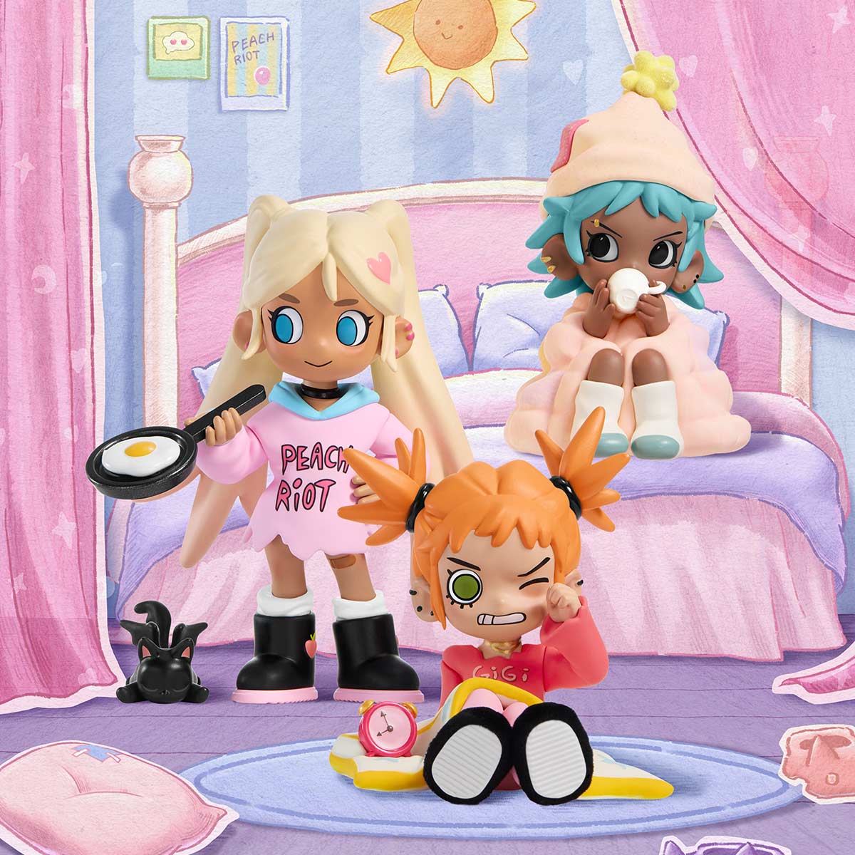 VAWSPremium限定 little punk ポーチ Lil Peach Riot Sleepover シリーズ - POP MART (Japan)