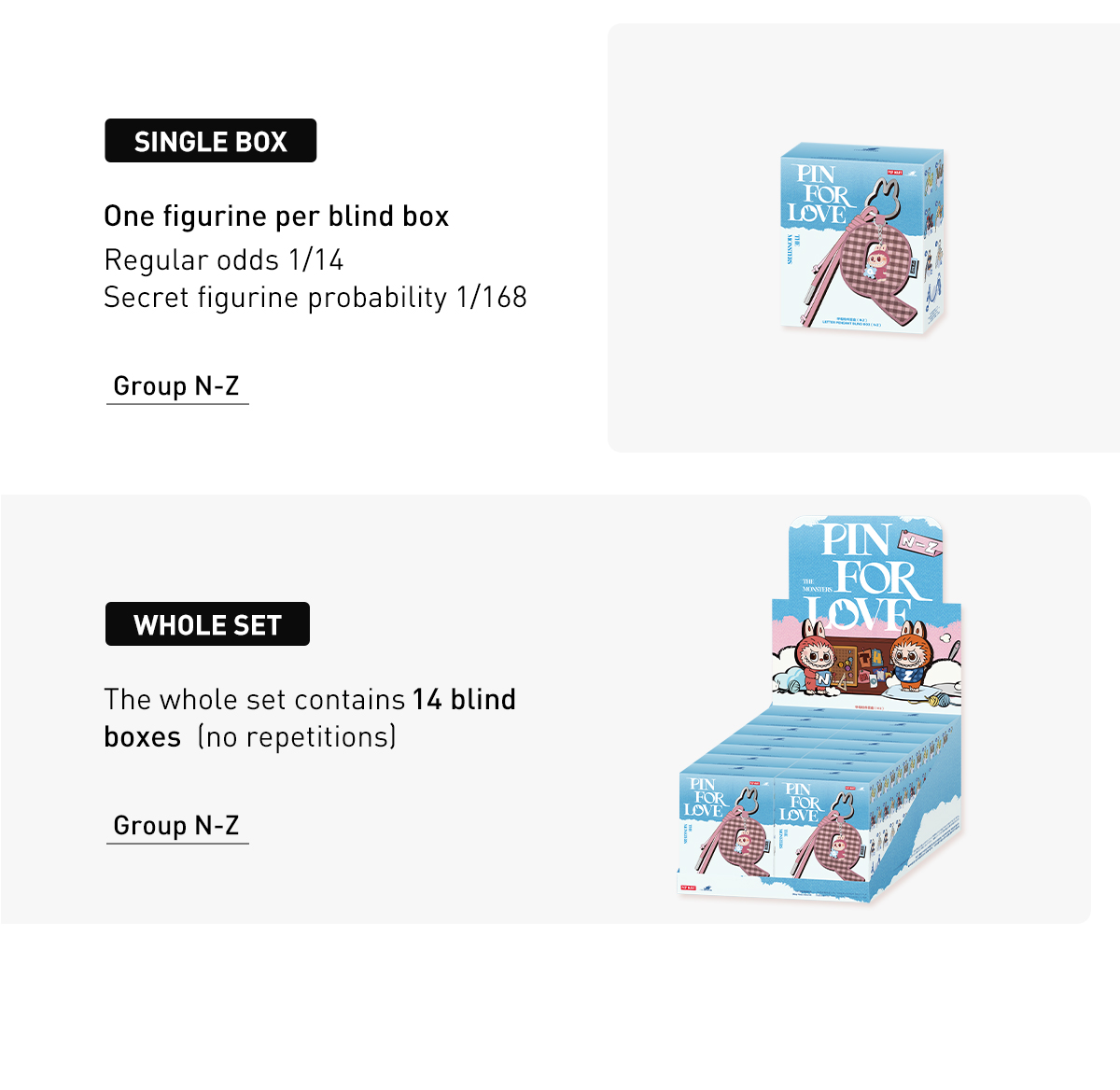 PIN FOR LOVE レターペンダントブラインドボックスN-Z THE MONSTERS Pin for Love Series- Letter Pendant Blind Box