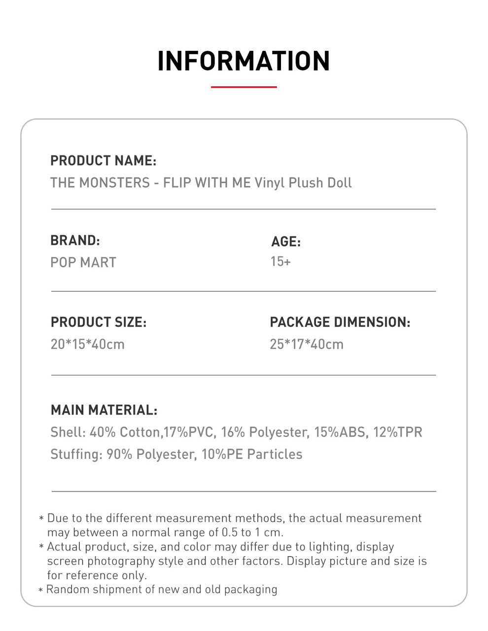 THE MONSTERS - FLIP WITH ME Vinyl Plush Doll - POP MART (Japan)