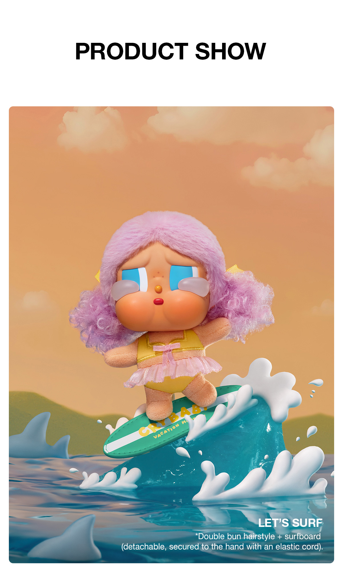 POP NOW:CRYBABY Vacation Mode On Series-Vinyl Plush Pendant