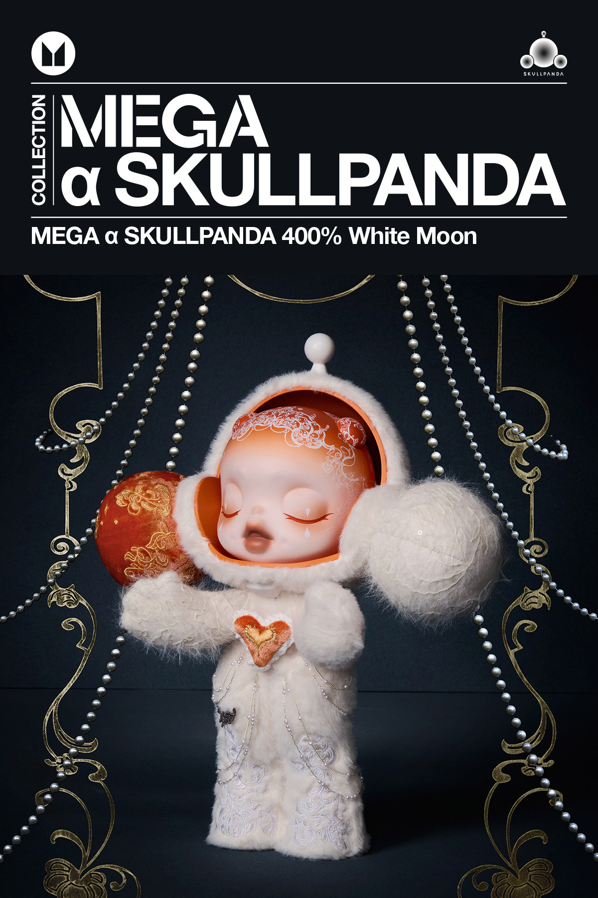 MEGA α SKULLPANDA 400% White Moon - POP MART (Singapore)