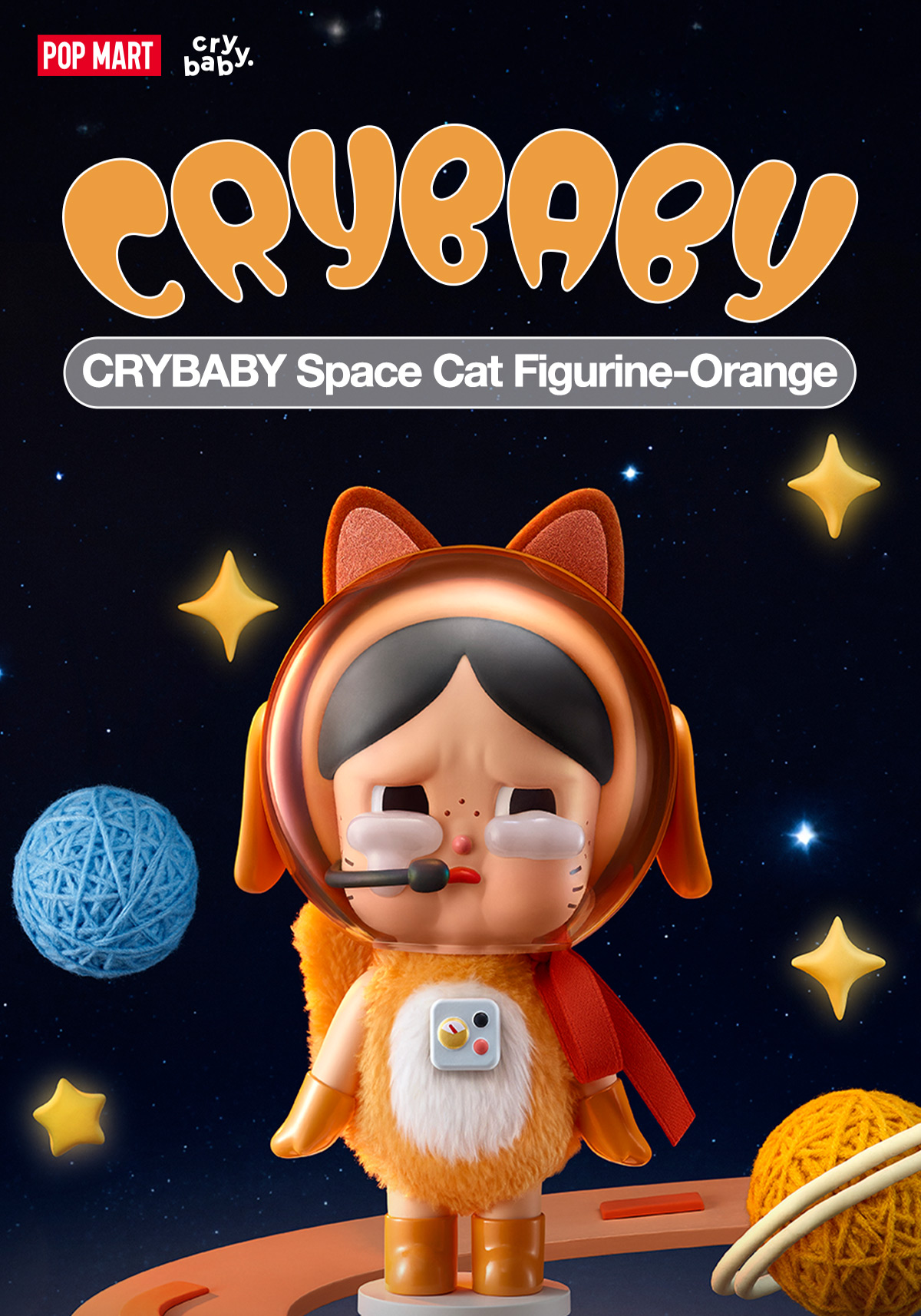 Crybaby Space Cat Figurine-Orange - POP MART (Spain)