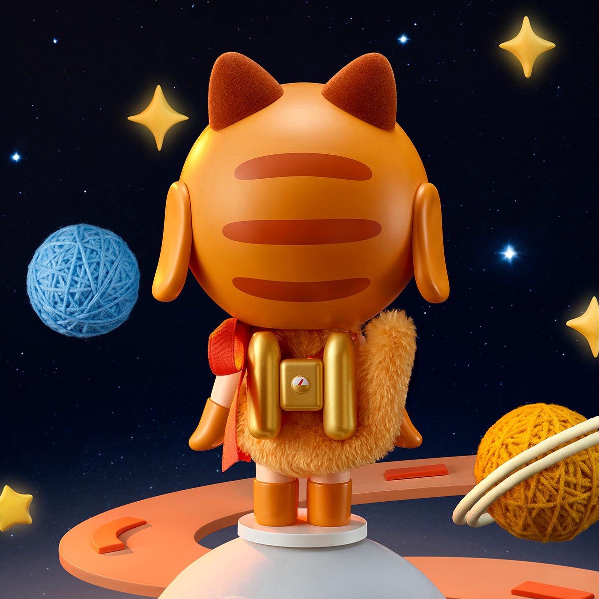 Crybaby Space Cat ビッグサイズ-オレンジ - POP MART (Japan)