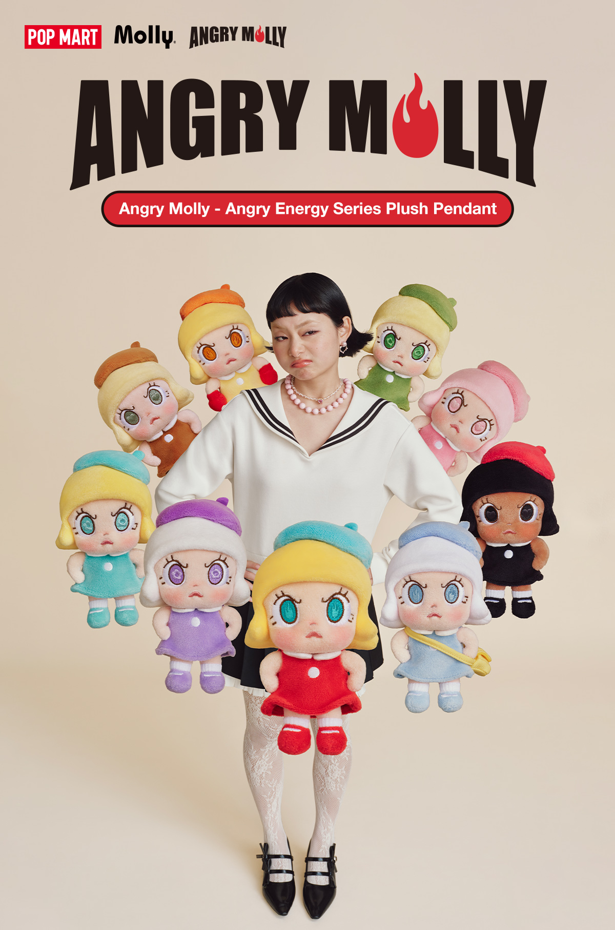 POP NOW:Angry Molly - Angry Energy Series Plush Pendant - POP MART