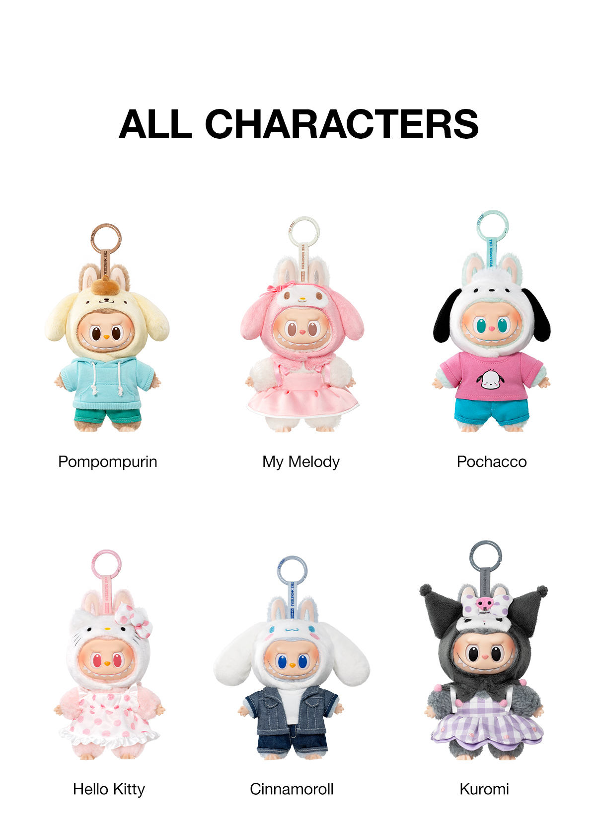 THE MONSTERS × Hello Kitty and Friends Series-Vinyl Plush Pendant