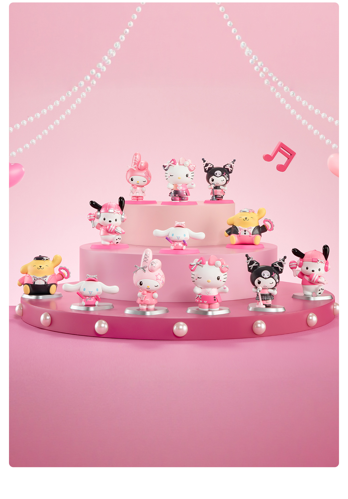 POPMARTサンリオPINKPARTY5個セット Hello Kitty and Friends Pink Party Series Figures - POP MART