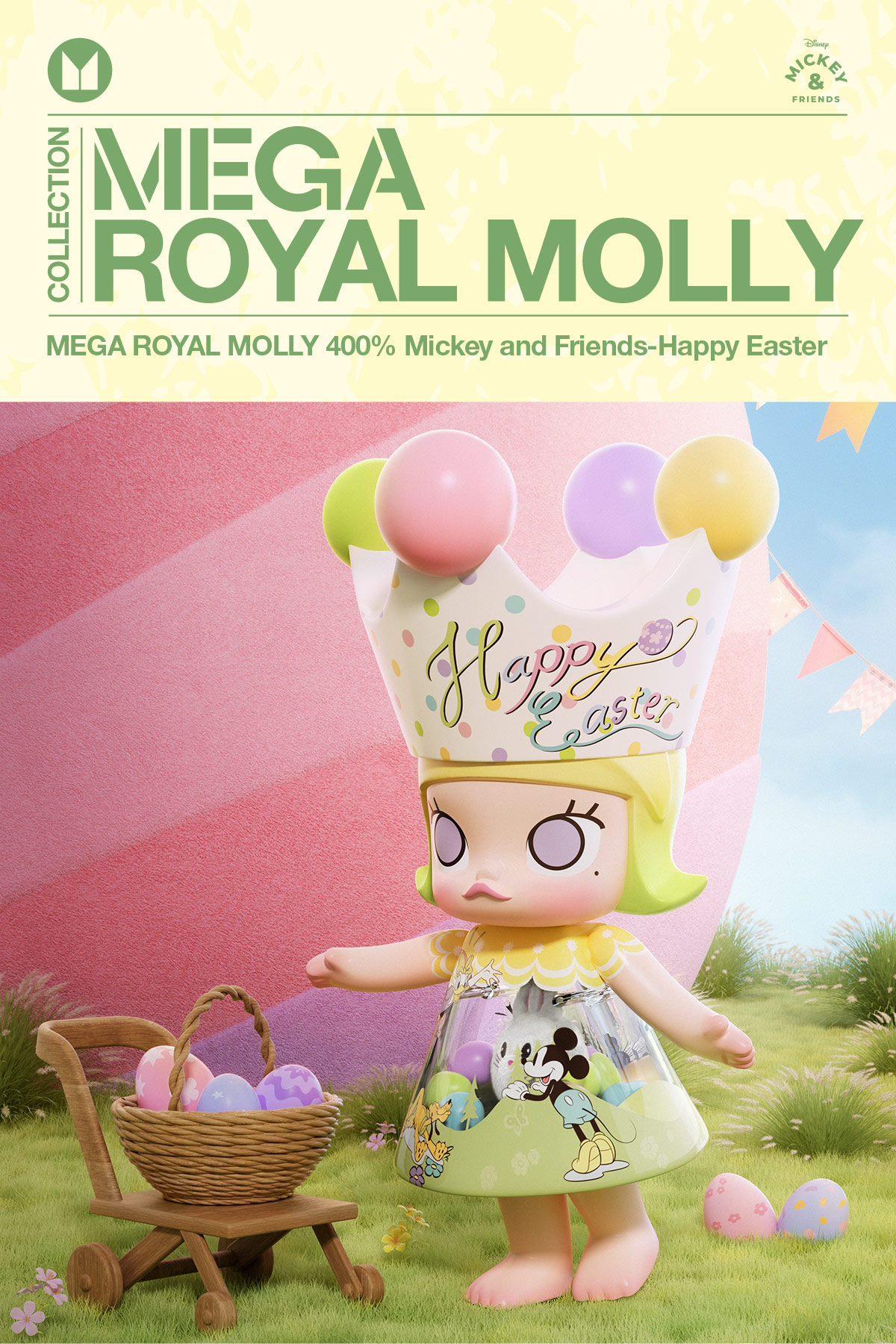 MEGA ROYAL MOLLY 400% Mickey and Friends-Happy Easter - POP MART