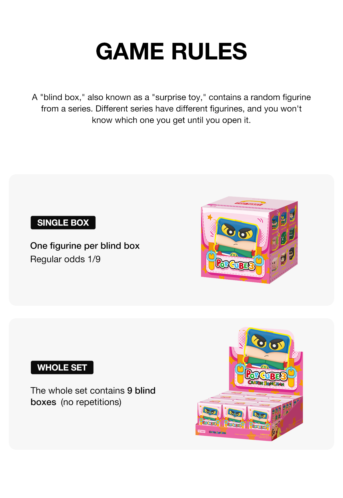 【こんちゃん】BE-MAX2020 POP NOW:Crayon Shinchan POP CUBE-3 Series Figures - POP MART
