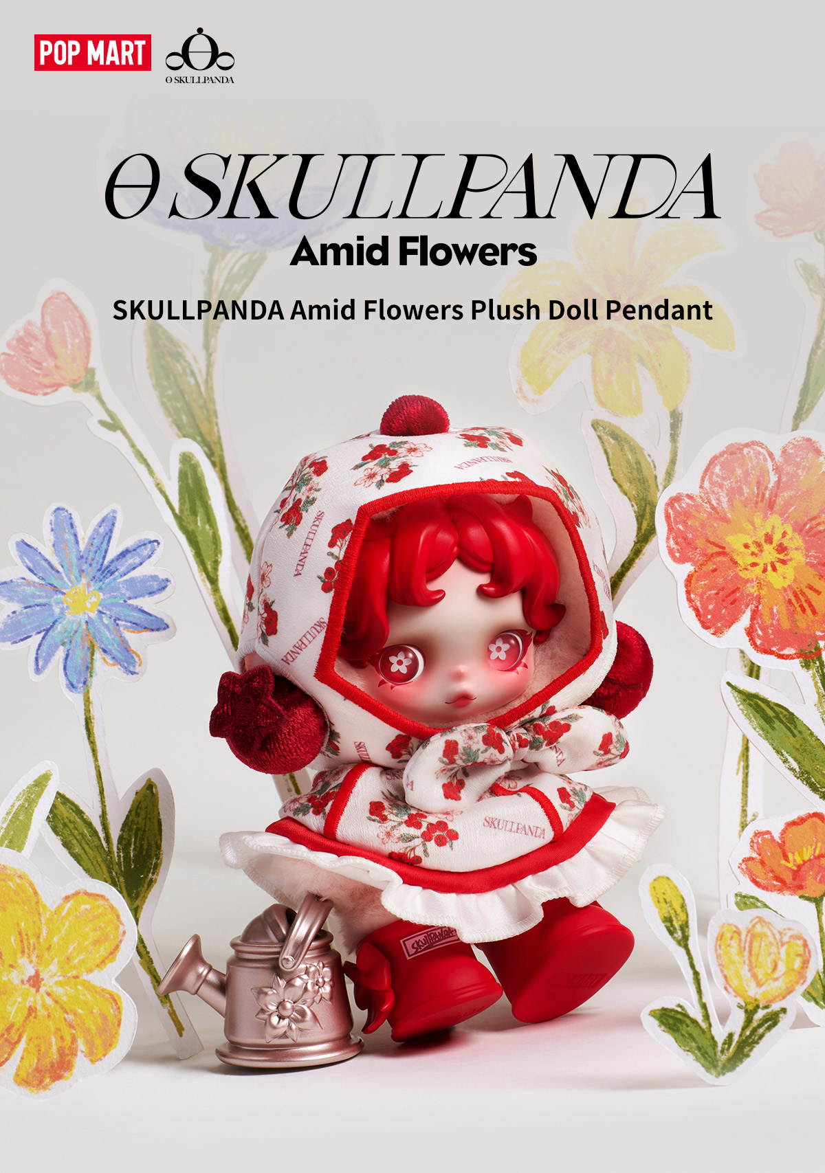 ぬいぐるみ SKULLPANDA Amid Flowers SKULLPANDA Amid Flowers ぬいぐるみペンダント - POP MART (Luxembourg)