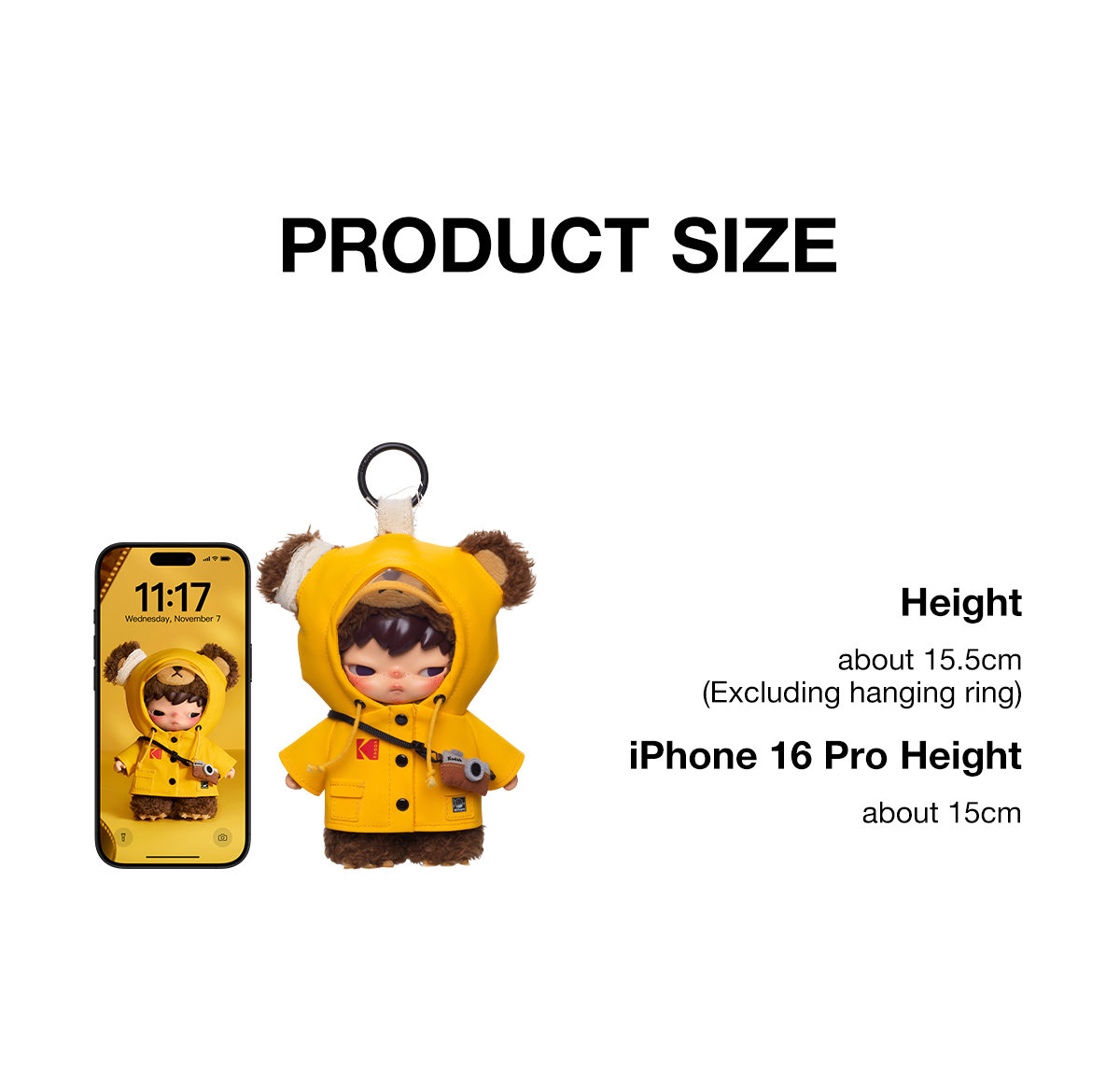 Hirono × Kodak Click Bear Plush Doll Pendant - POP MART (Singapore)